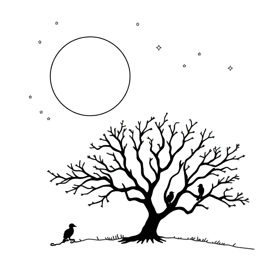 Moon and stars illustration