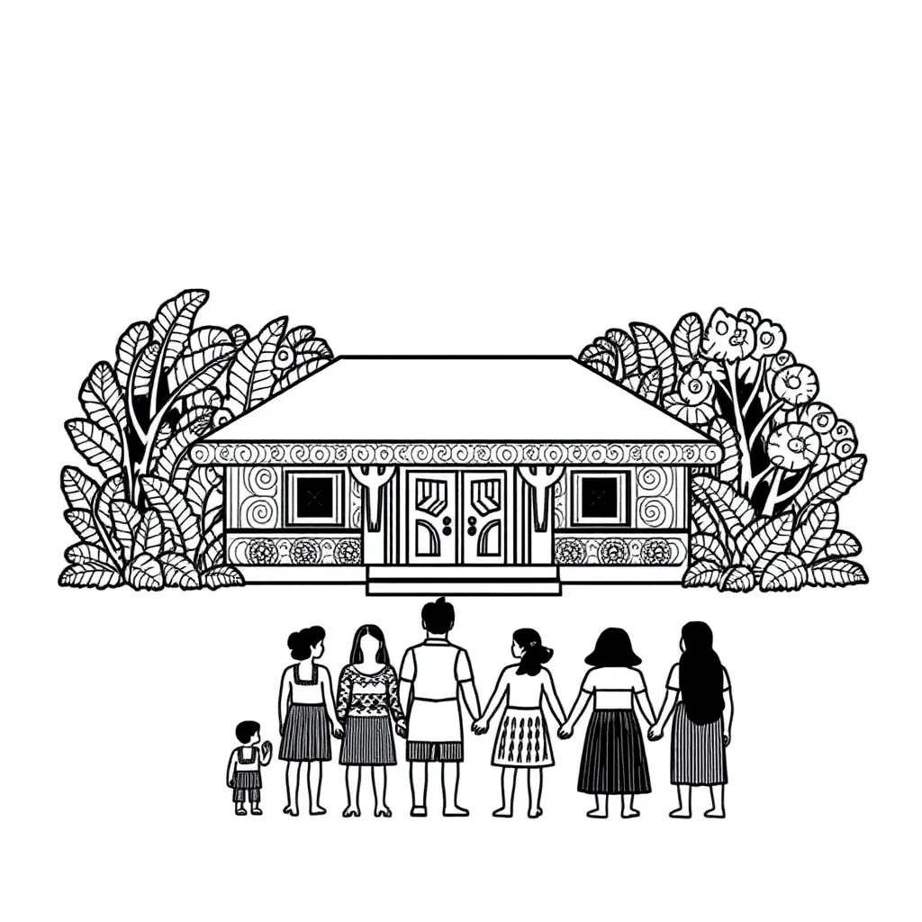 Māori family illustration
