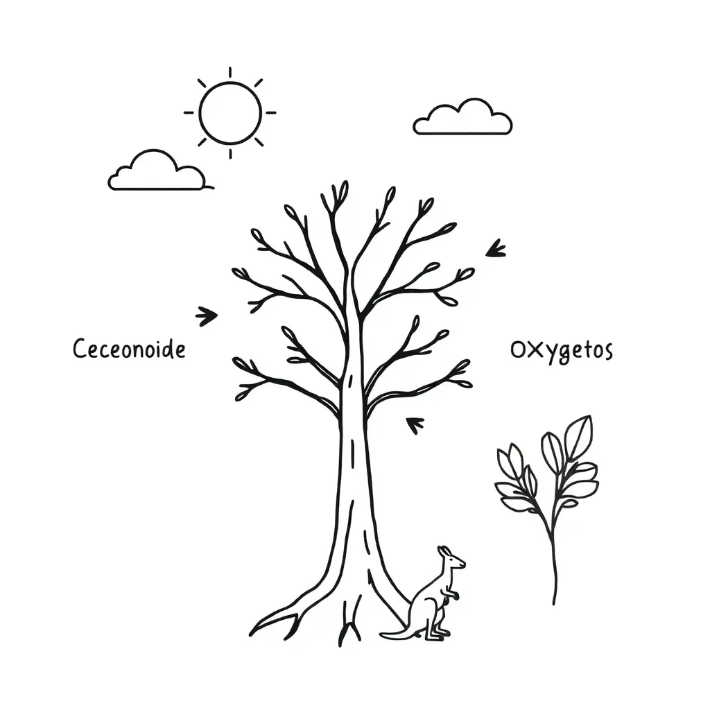 Carbon cycle diagram showing carbon movement through atmosphere, plants, and soil