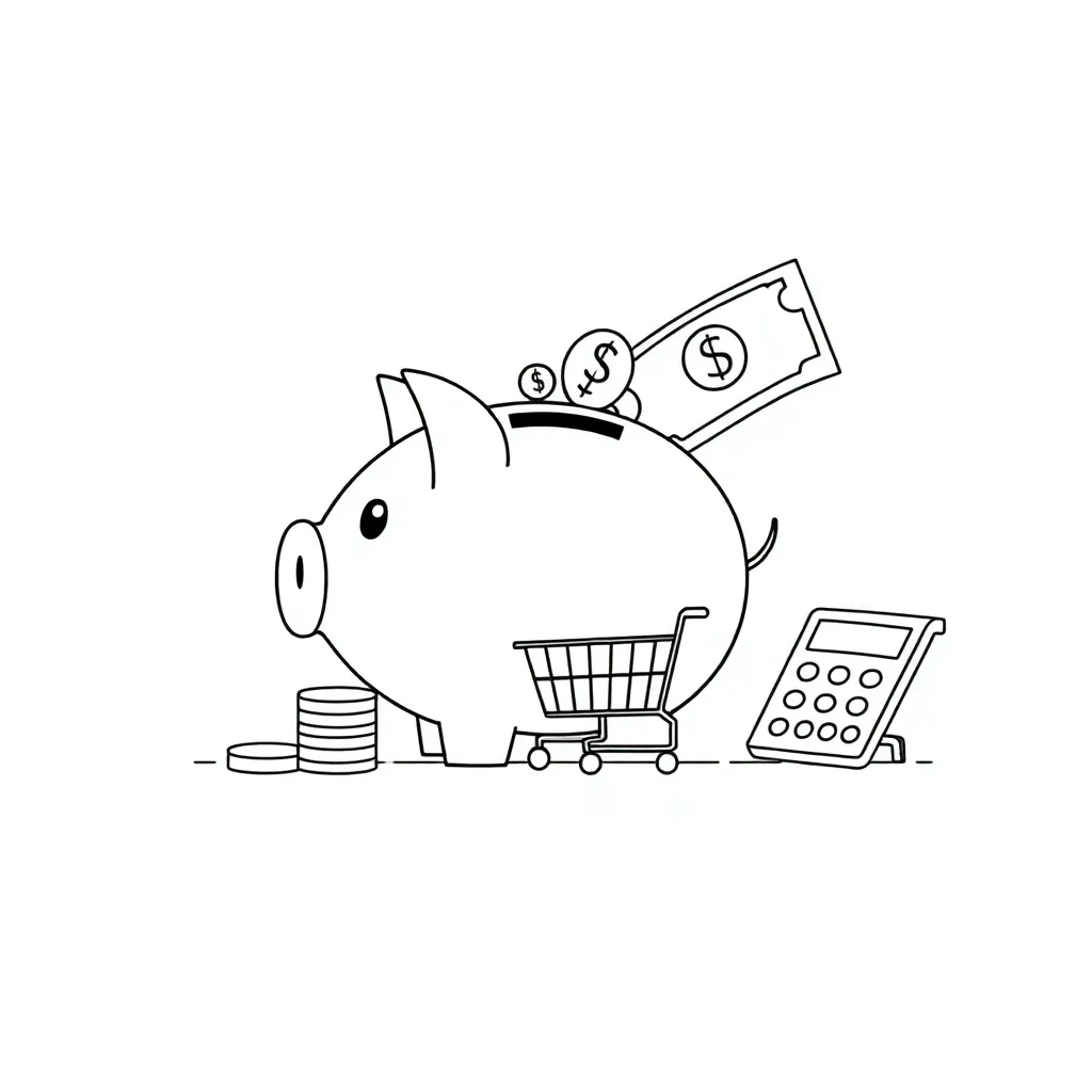 Financial literacy illustration with dollar signs and calculator