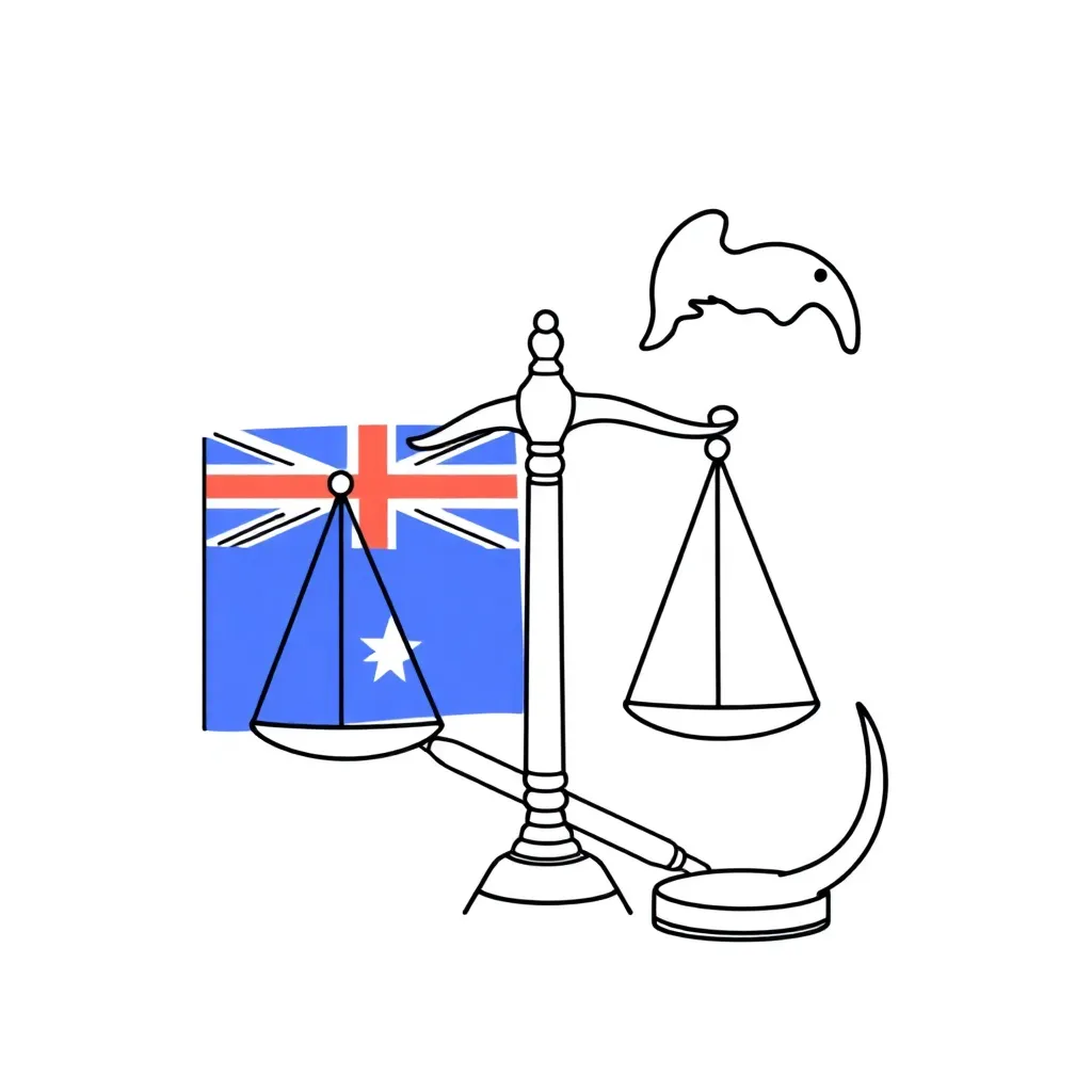 Justice scales and gavel illustration