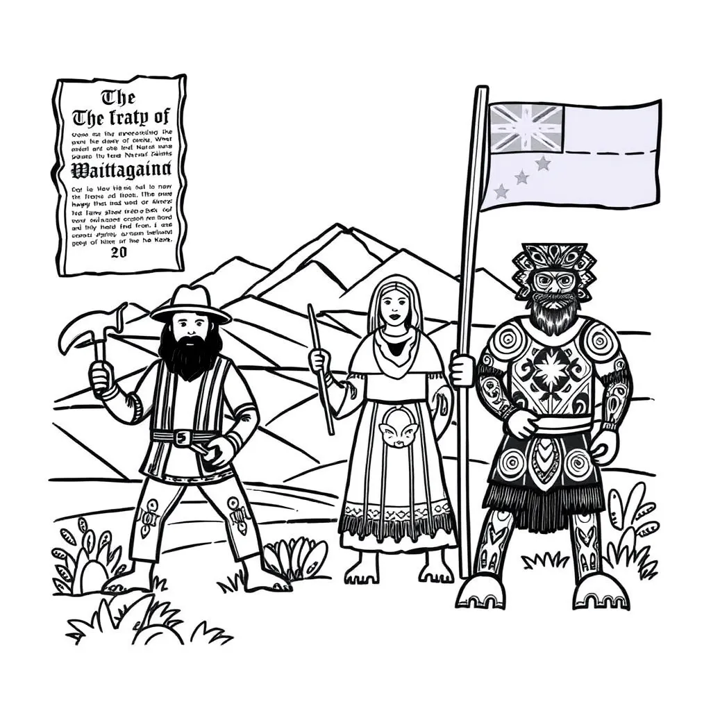 New Zealand historical events illustration