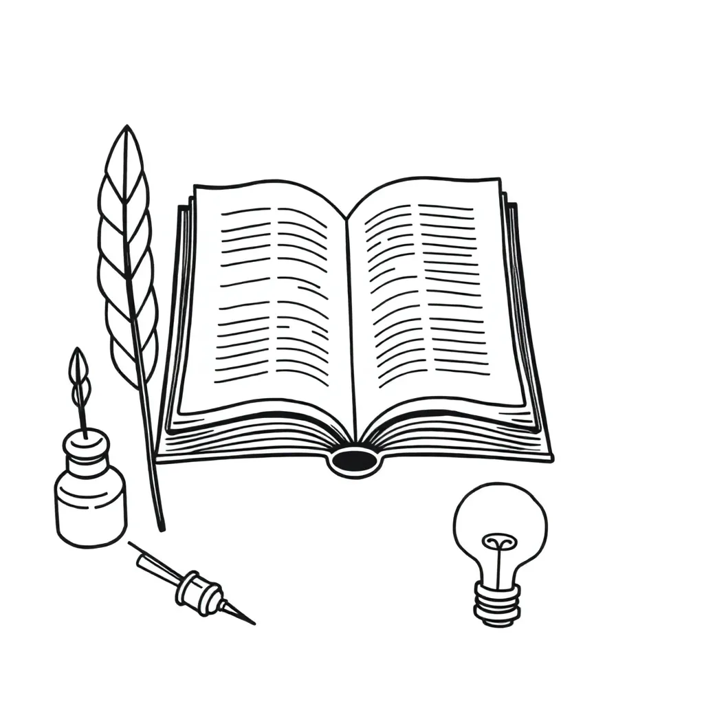 Books and literary elements illustration