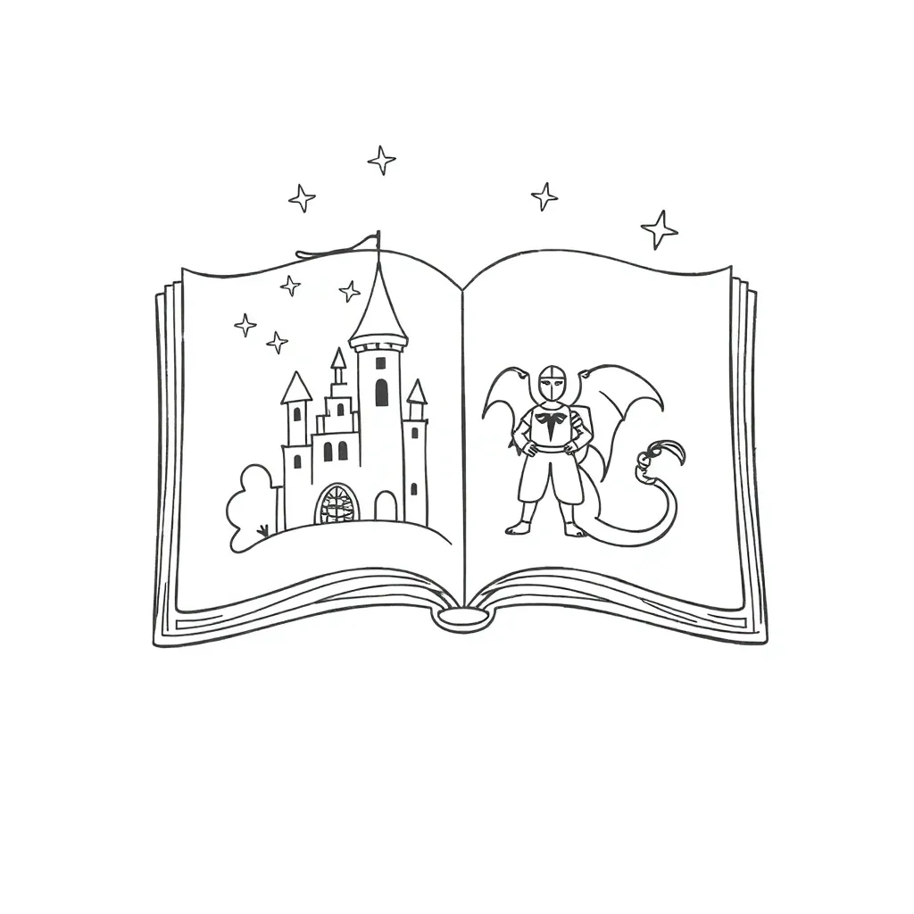 Story book with adventure characters