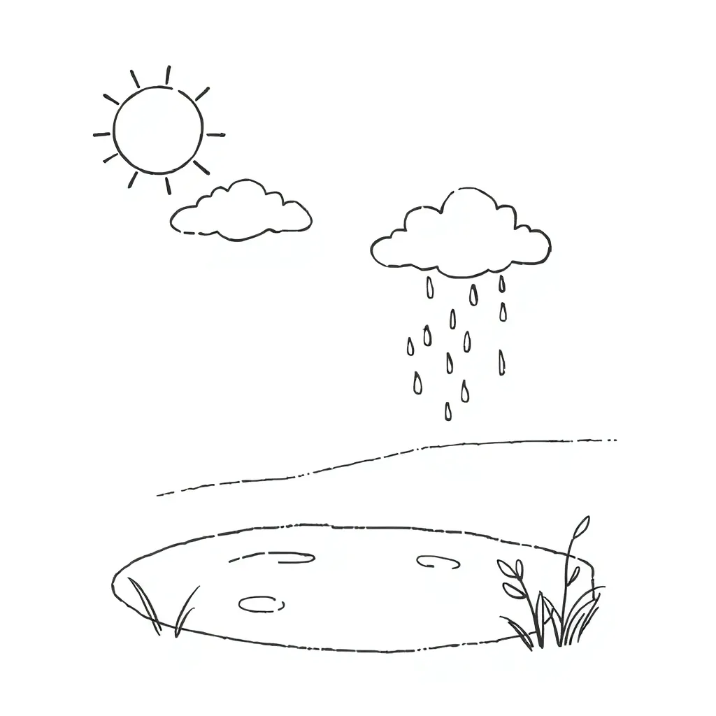 Water cycle diagram illustration