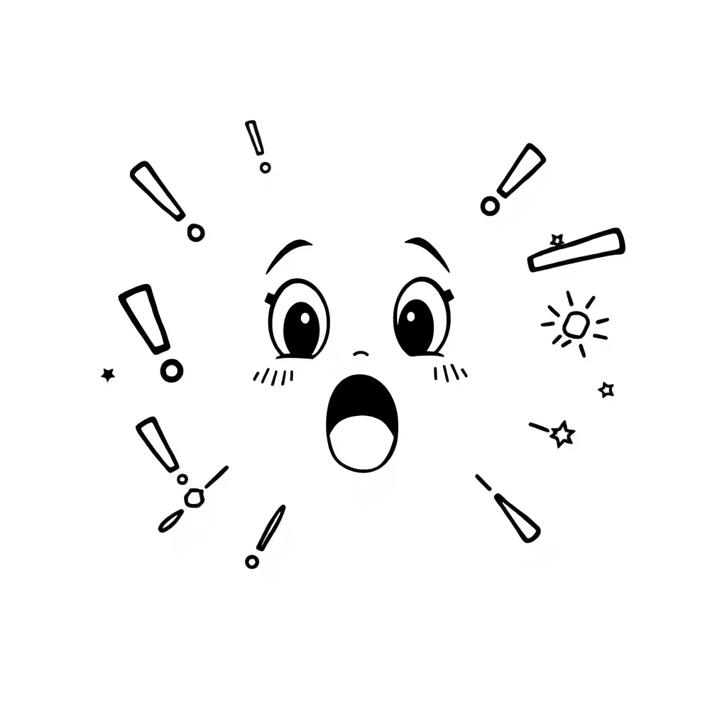 Creation story with exclamation marks