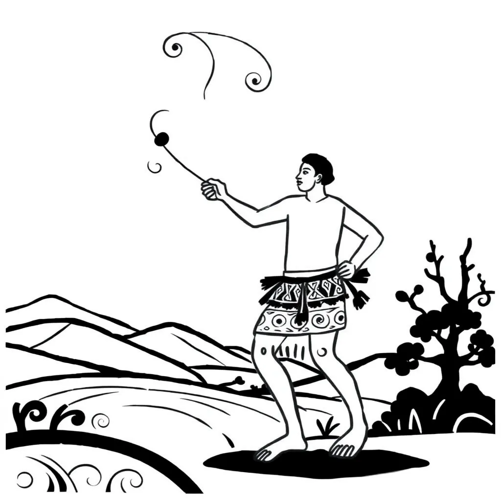 Traditional Māori poi illustration