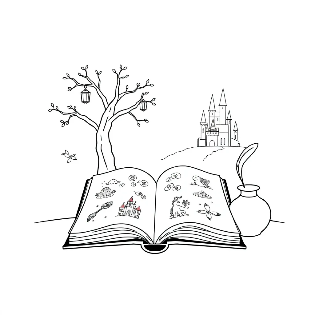 Story map and compass illustration