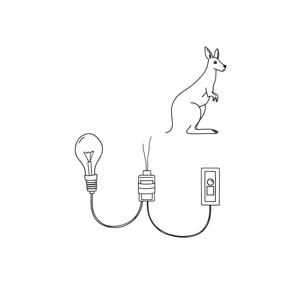 Electrical circuit diagram with battery, wires and light bulb