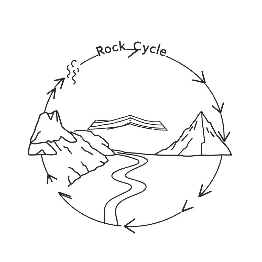 Rock cycle diagram illustration