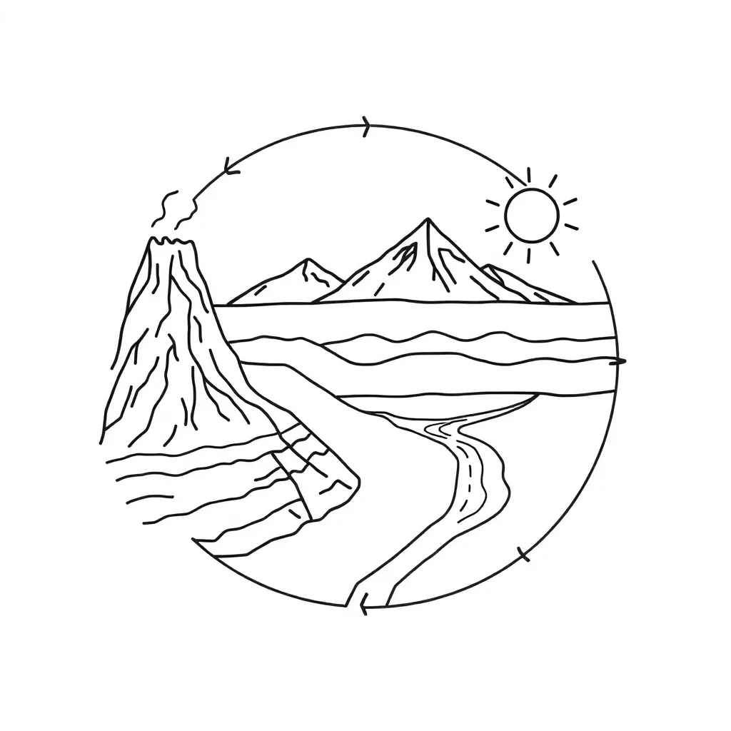 Rock cycle diagram illustration