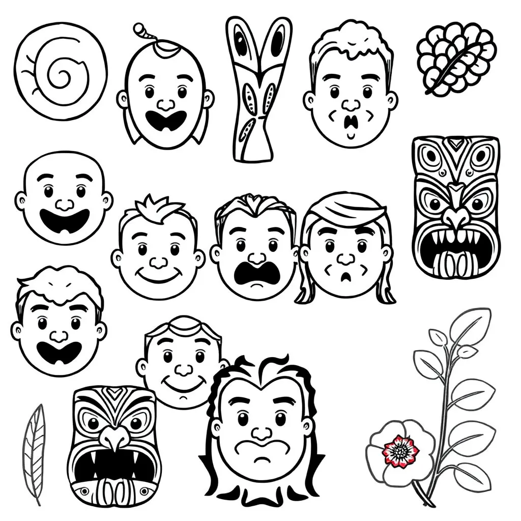 Māori emotions vocabulary illustration