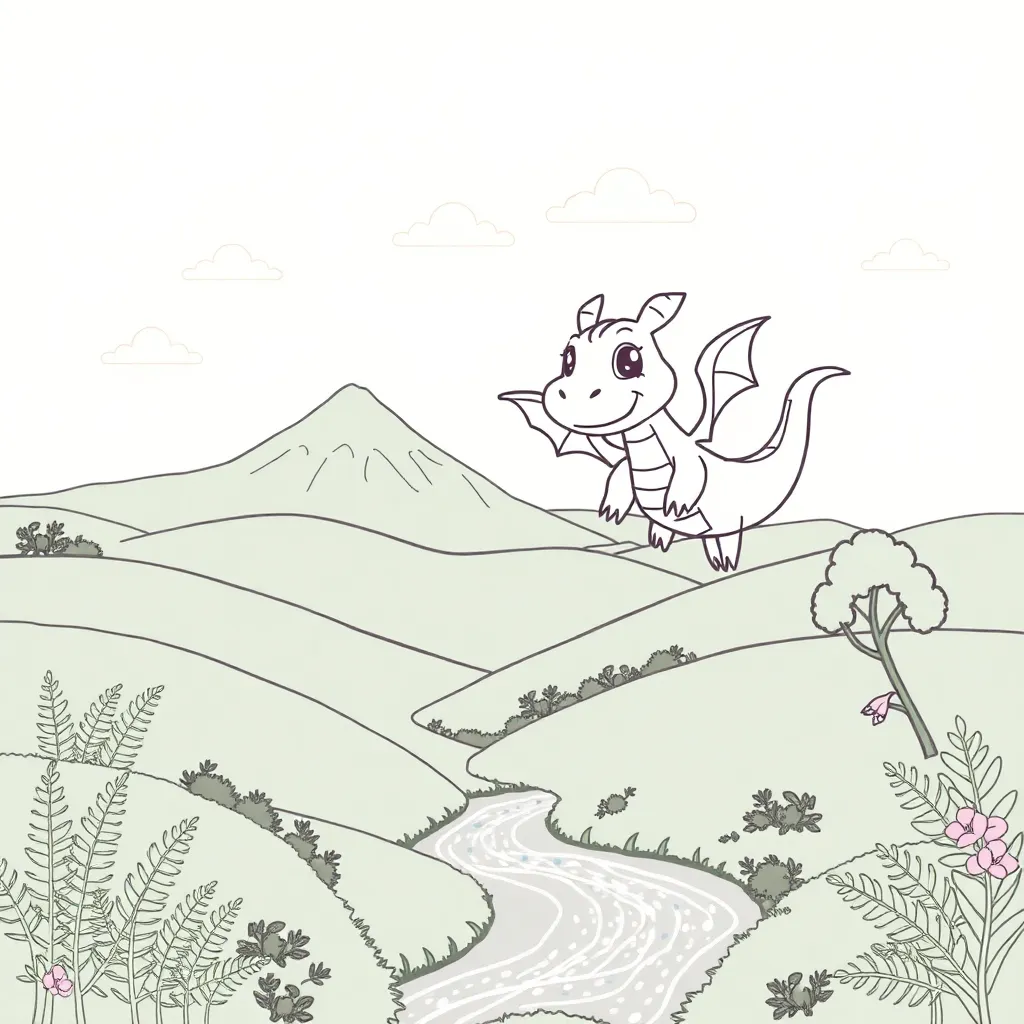 Friendly dragon with punctuation marks