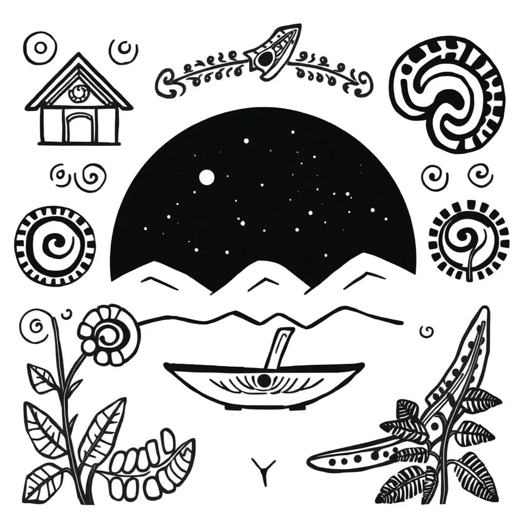 Matariki stars and storytelling illustration