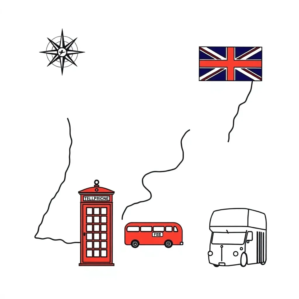 Map of the United Kingdom with compass rose