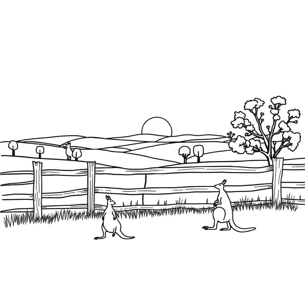 Rabbit-proof fence stretching across Australian landscape