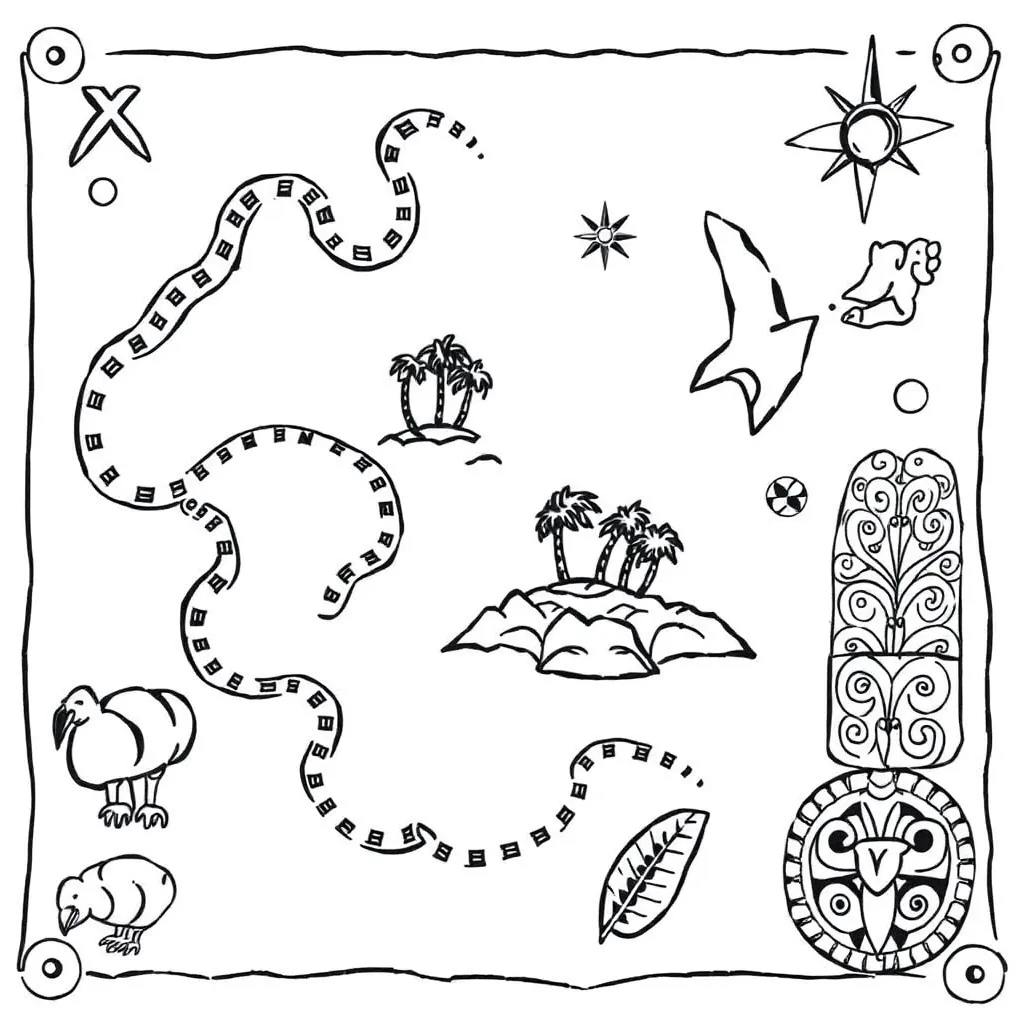 Pirate treasure map with grid coordinates