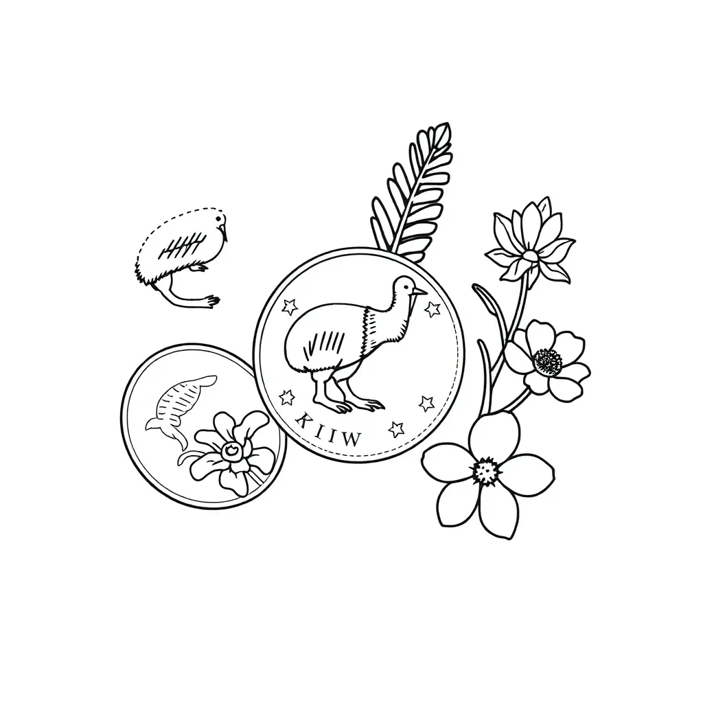 NZ coins and number line illustration