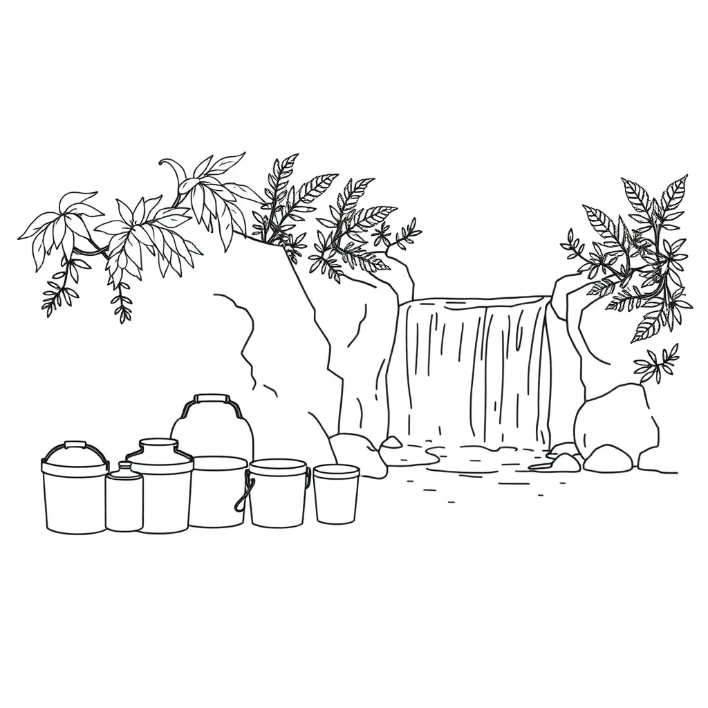 Measuring jug and 3D shapes illustration