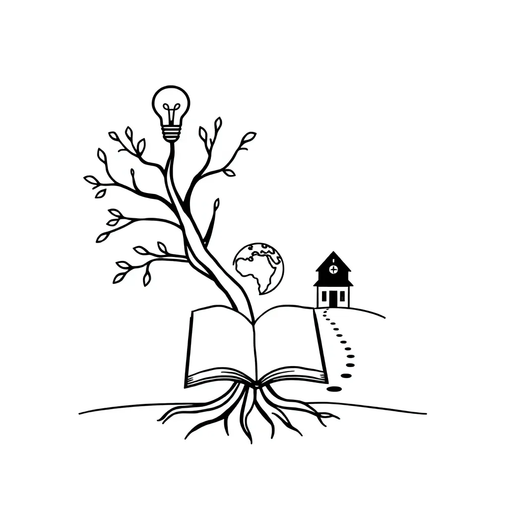 Timeline and books illustration