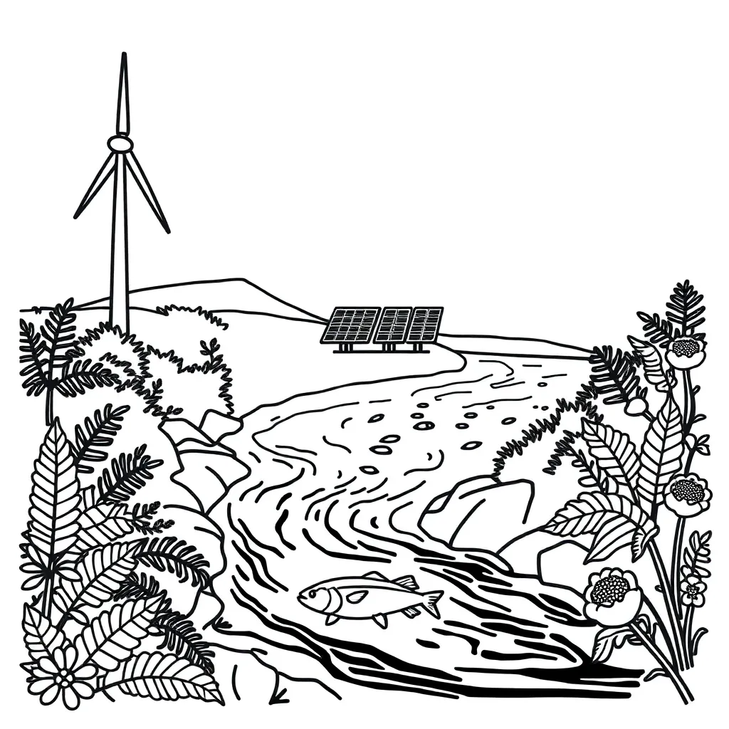 Solar panels and wind turbines