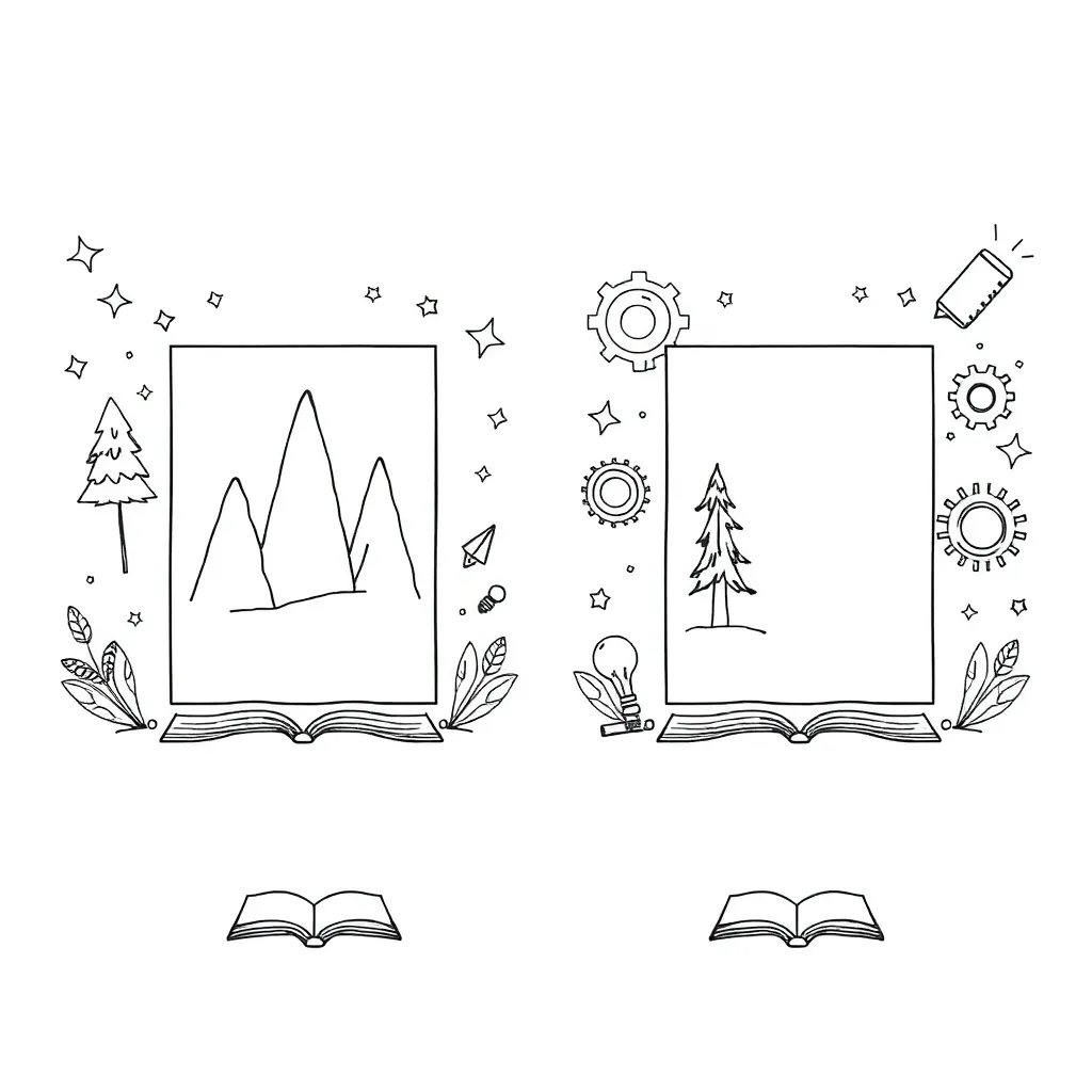 Book covers with visual elements highlighted