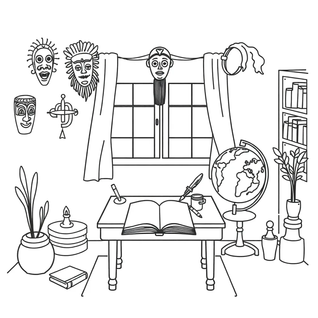 Character writing illustration