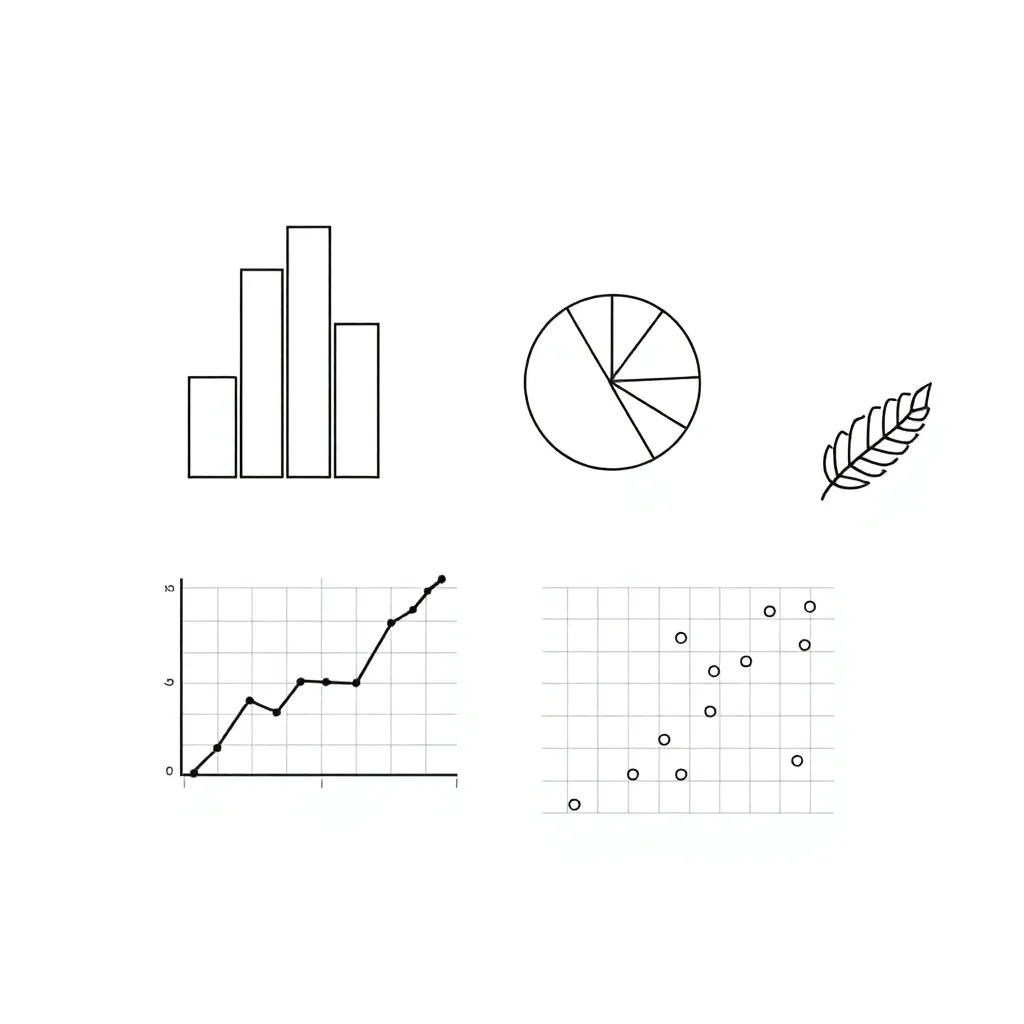 Various data graphs and charts illustration