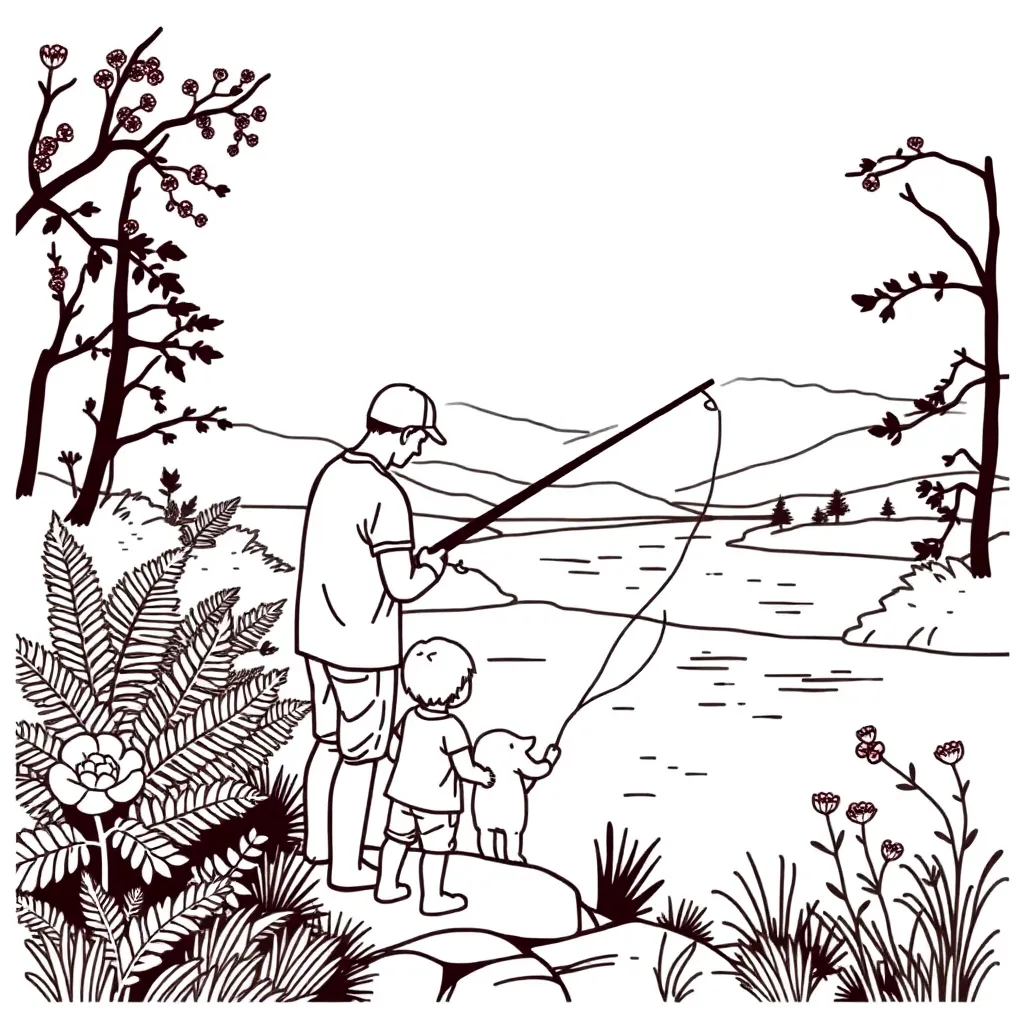Father and child illustration