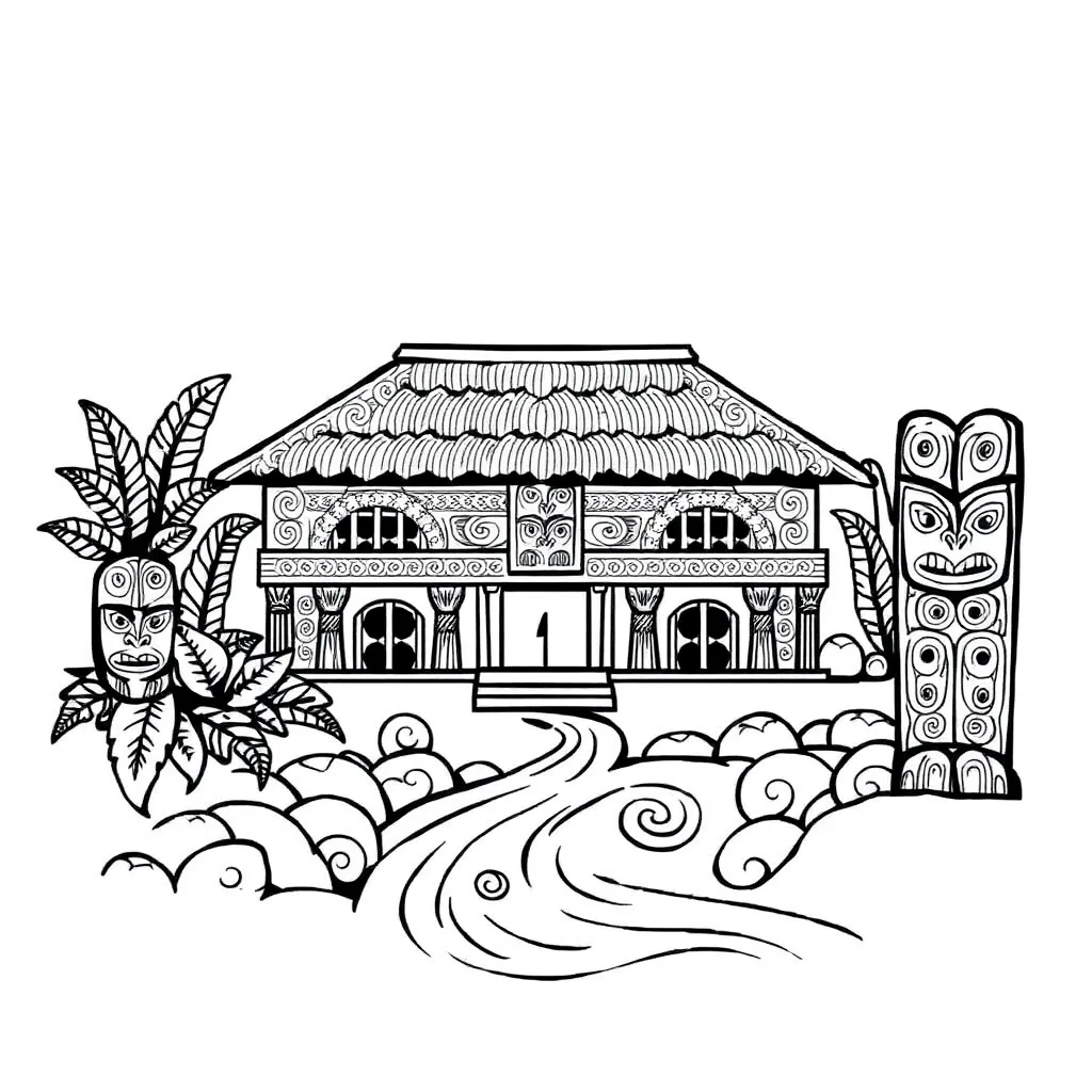 Traditional marae layout illustration