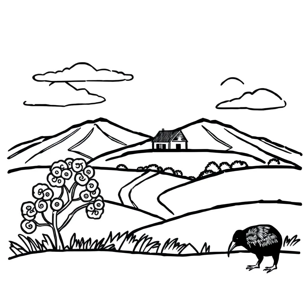 A peaceful garden scene with flowers and trees