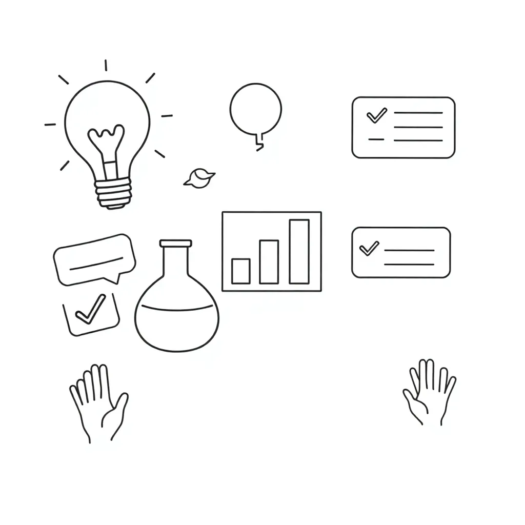 Science beaker and lightbulb illustration