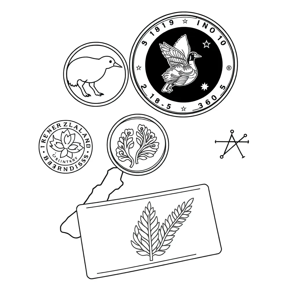 New Zealand coins and notes illustration
