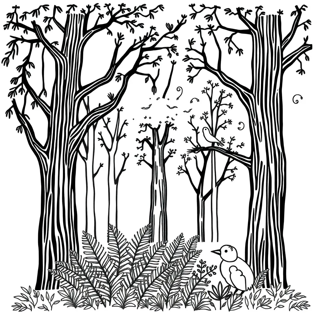 Tree with insects and magnifying glass