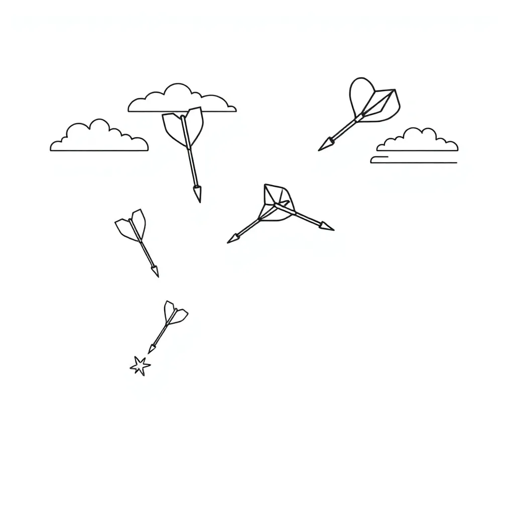 Paper dart flying through the air