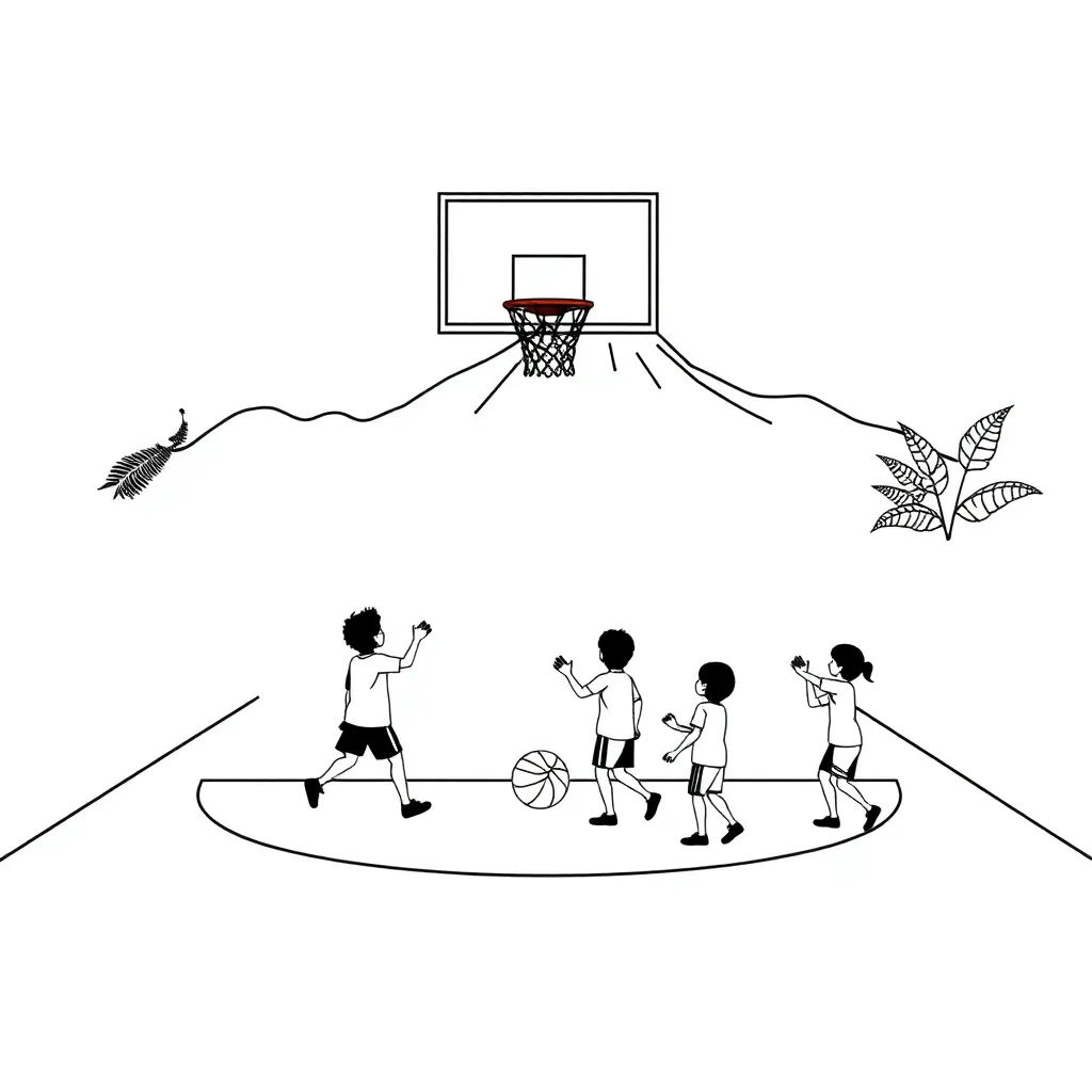 Basketball passing illustration