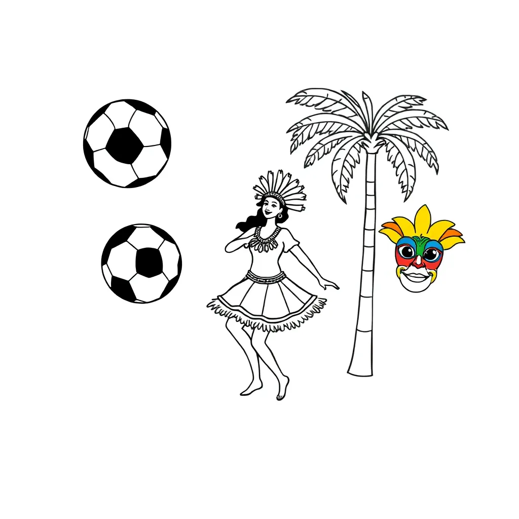Brazilian soccer ball and map illustration