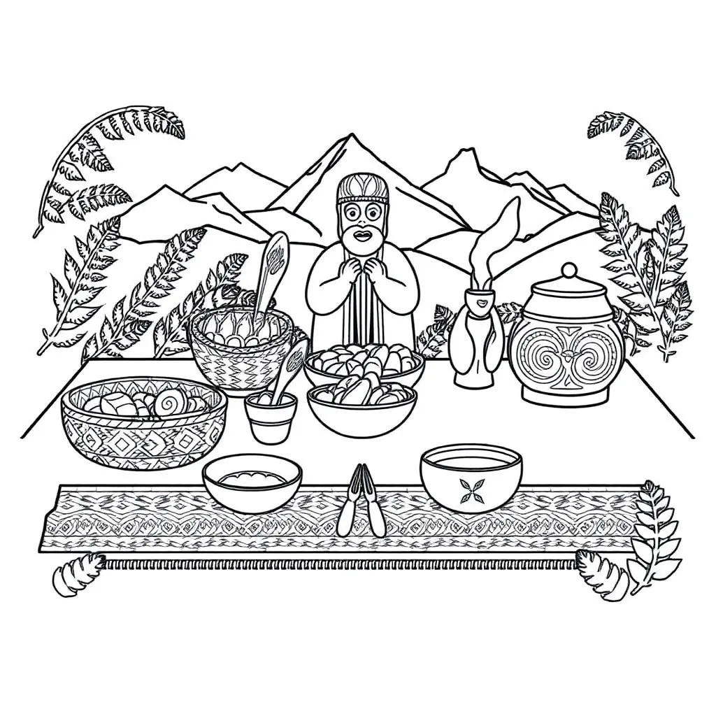 Māori feast celebration with kai