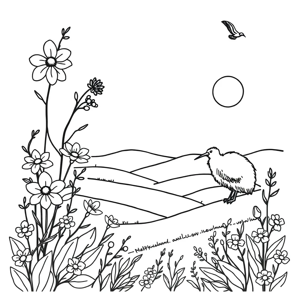 Spring flowers and trees illustration