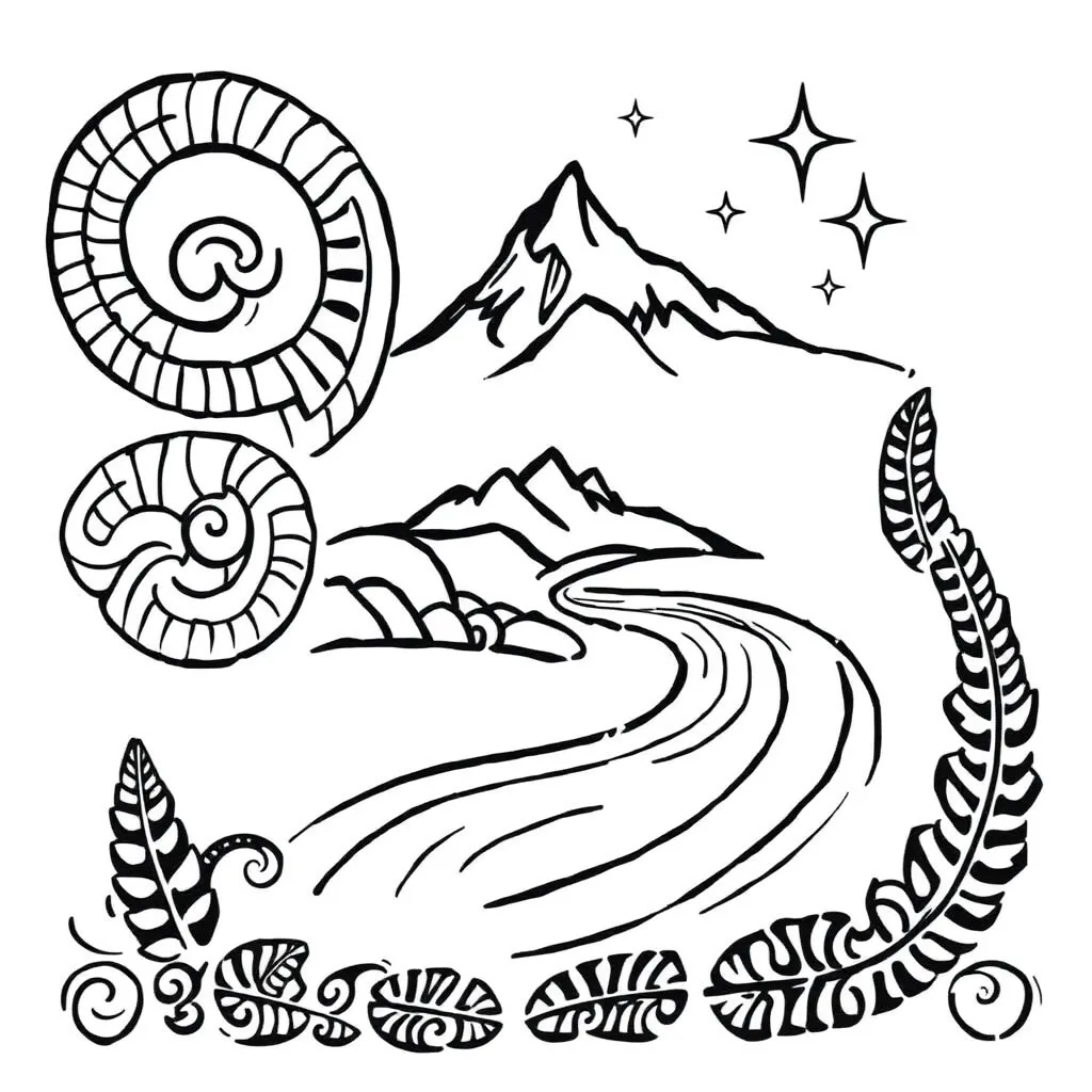 Traditional Māori kai and karakia illustration