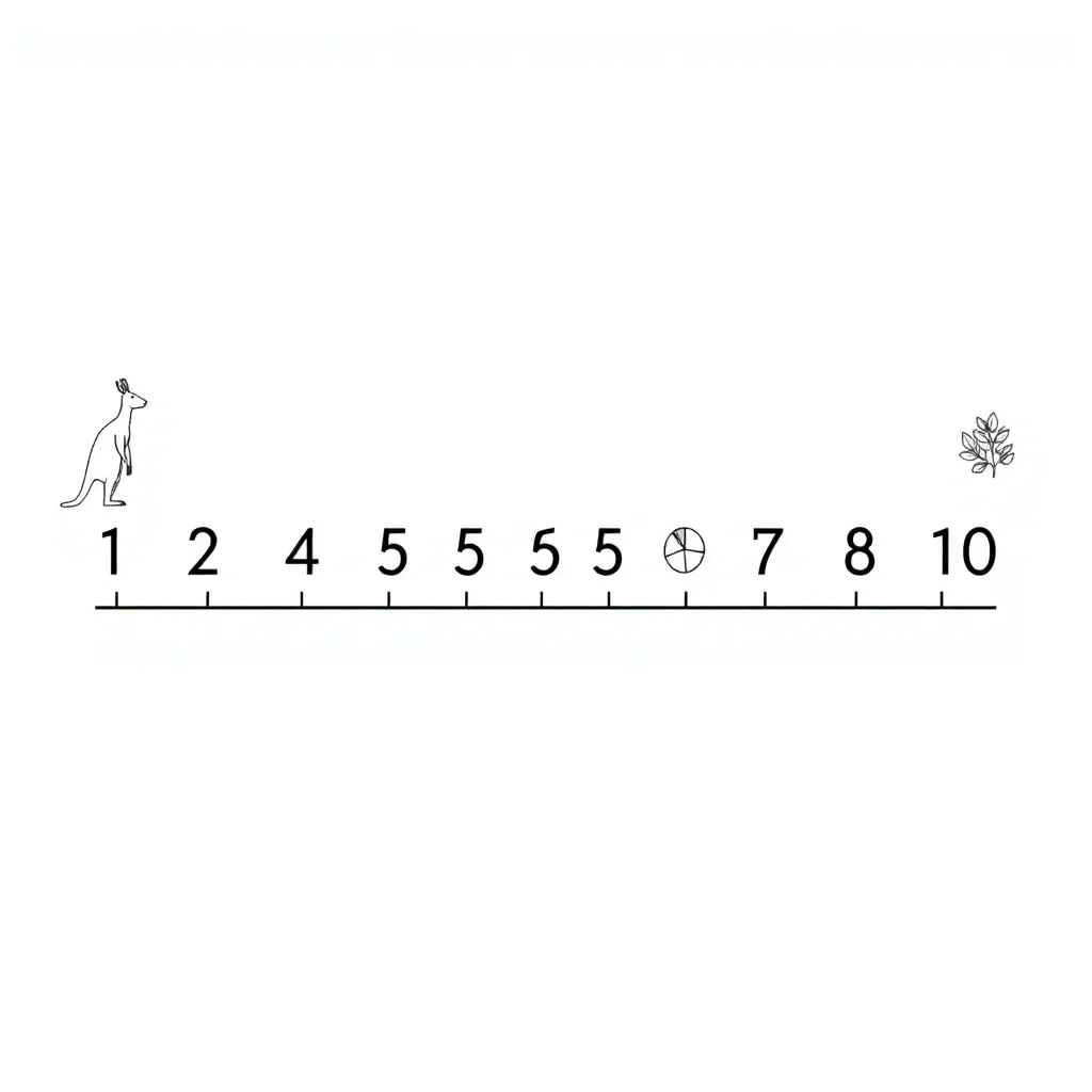 Number line with fractions illustration