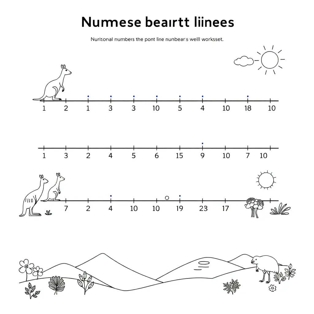 Number line with fractions illustration