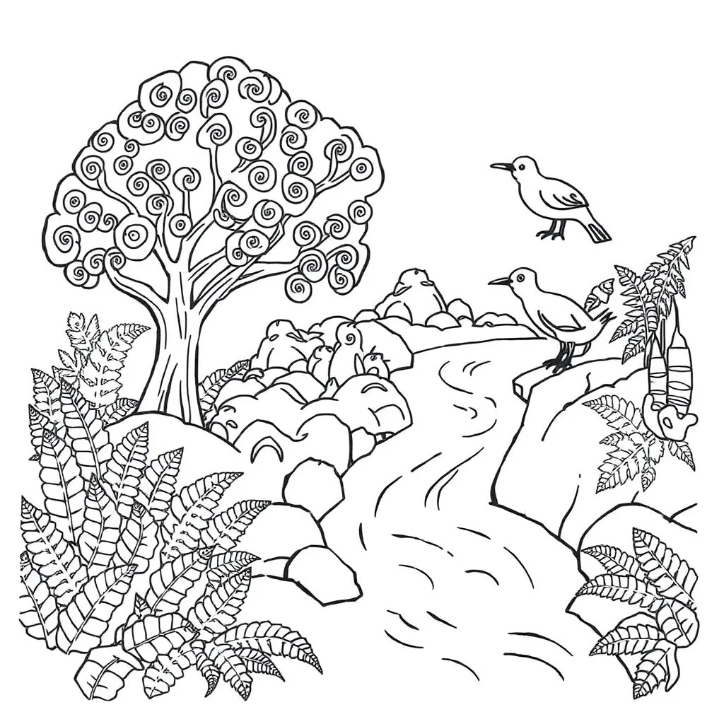 Conservation poster with trees and animals