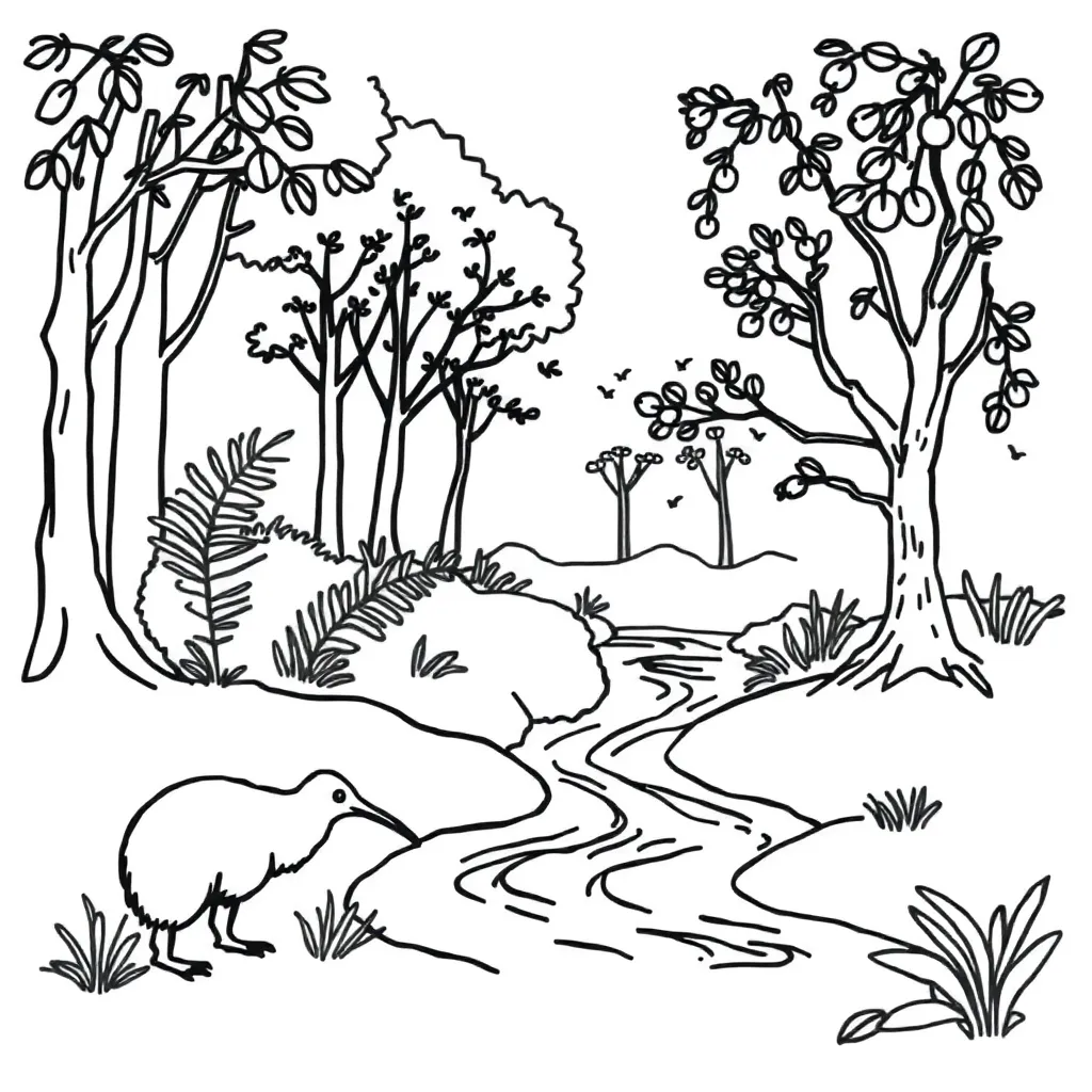 Conservation poster with trees, animals and recycling symbols