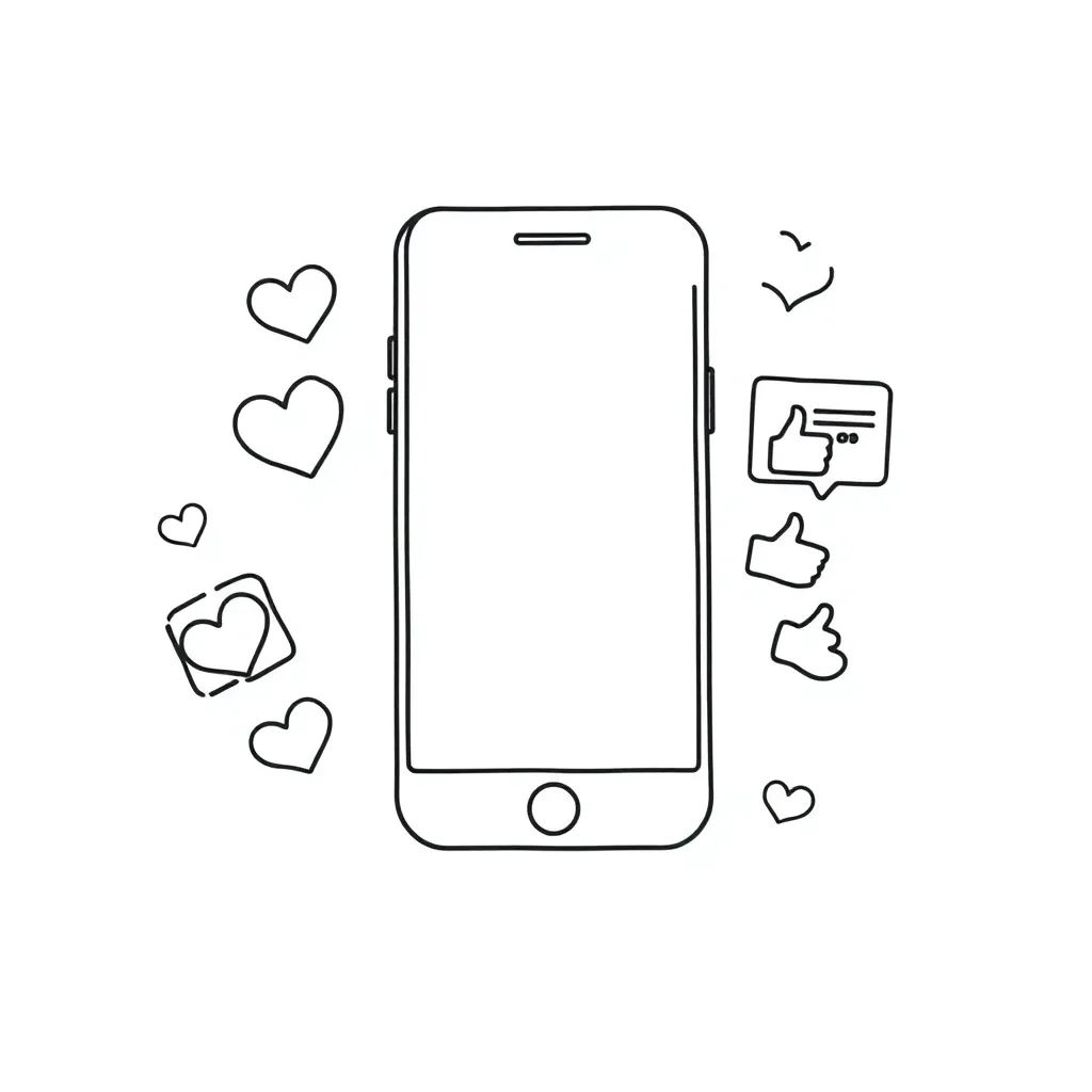 Social media icons and smartphone illustration