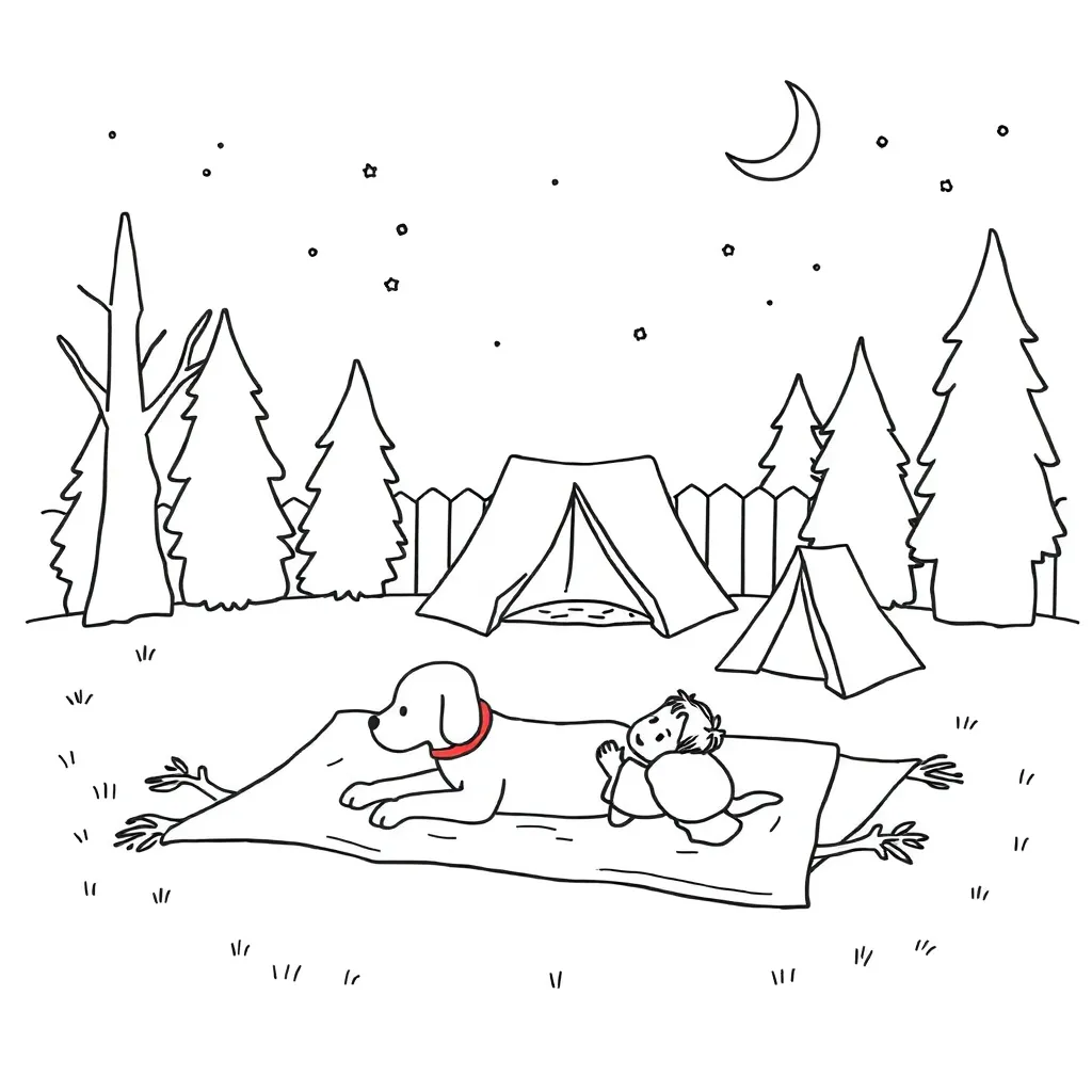 Henry and Mudge camping under stars