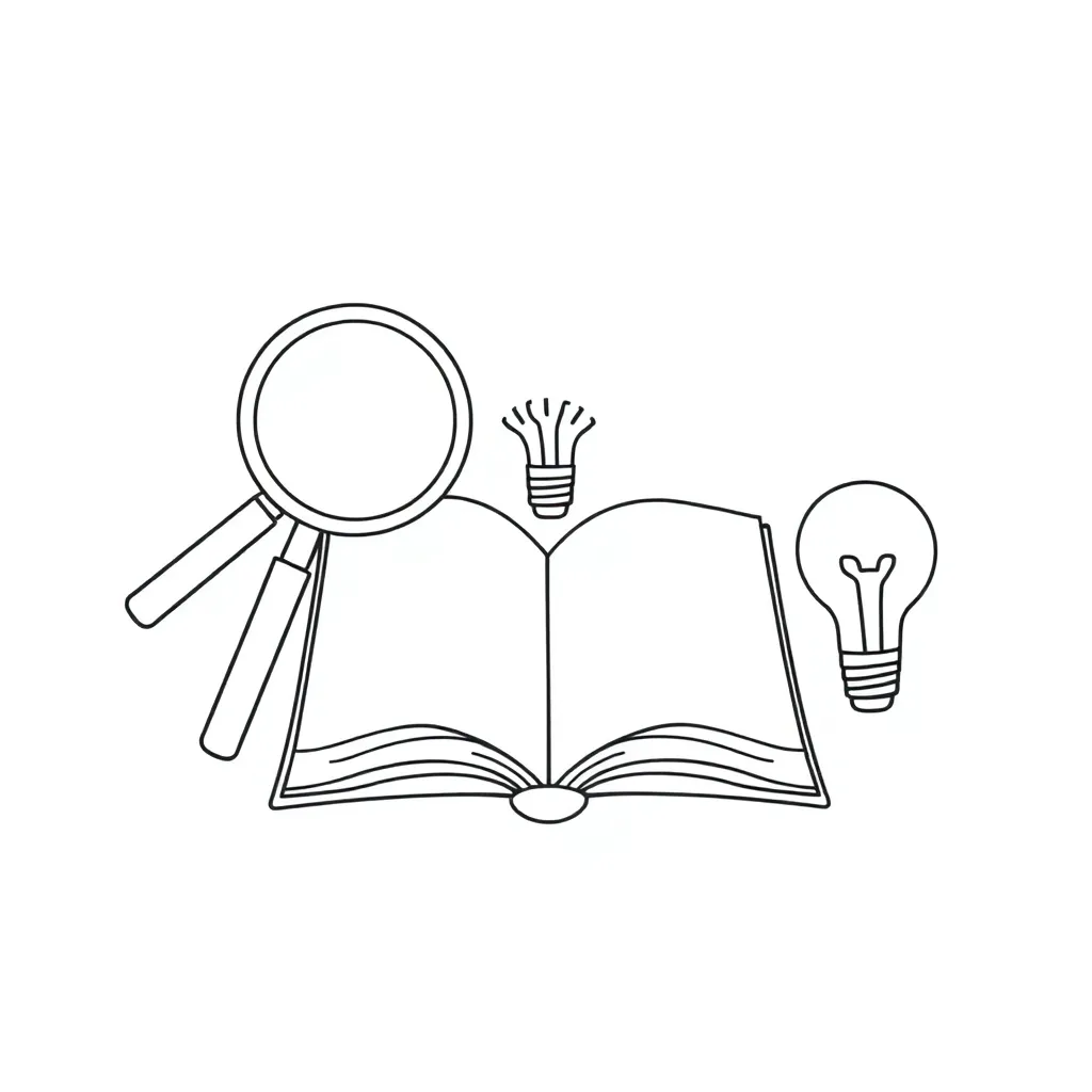 Open book with story elements