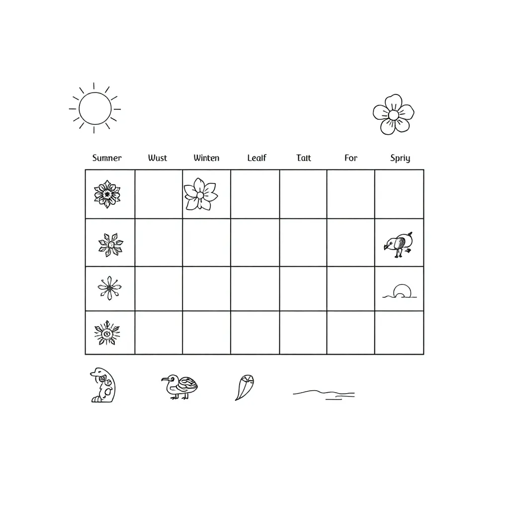 New Zealand calendar and seasons illustration