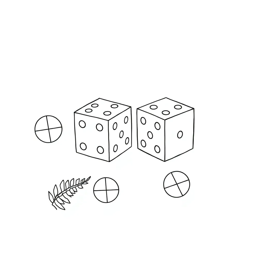 Dice and fractions illustration
