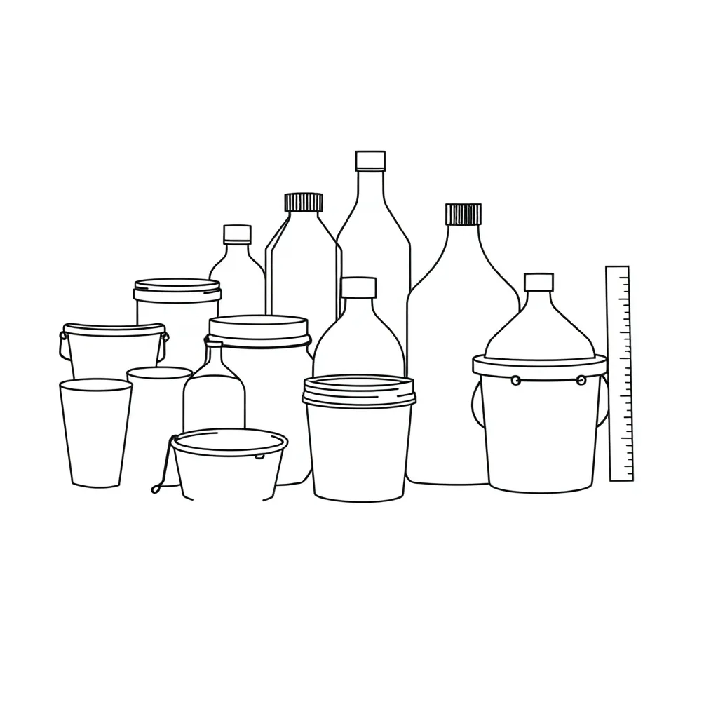 Various containers and measuring cups
